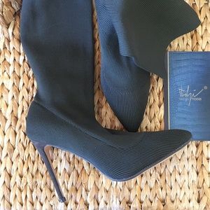 NIB Olive Green Stretch Knit Sock Bootie size 41